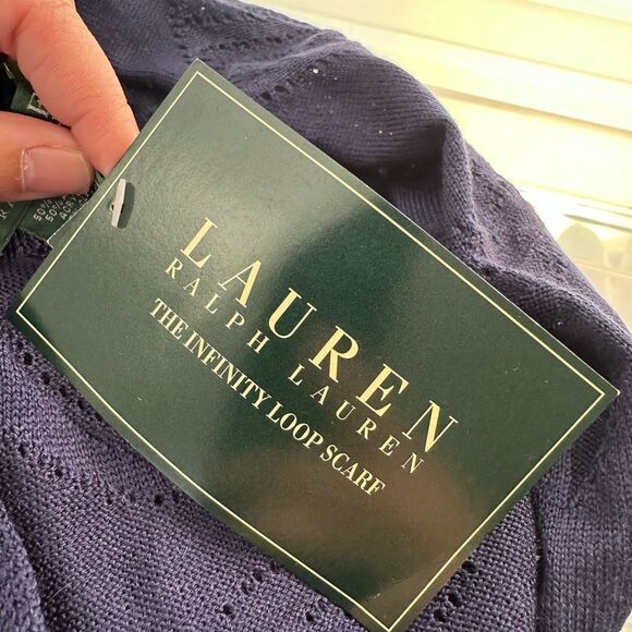 Lauren Ralph Lauren Navy Blue Knit Infinity Loop Scarf New - Picture 4 of 6